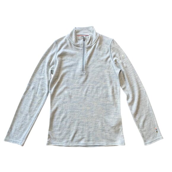 SMARTWOOL Classic Thermal Merino Base Layer Kids XL Blue 1/4 Zip Shirt Top Girls - Picture 1 of 11